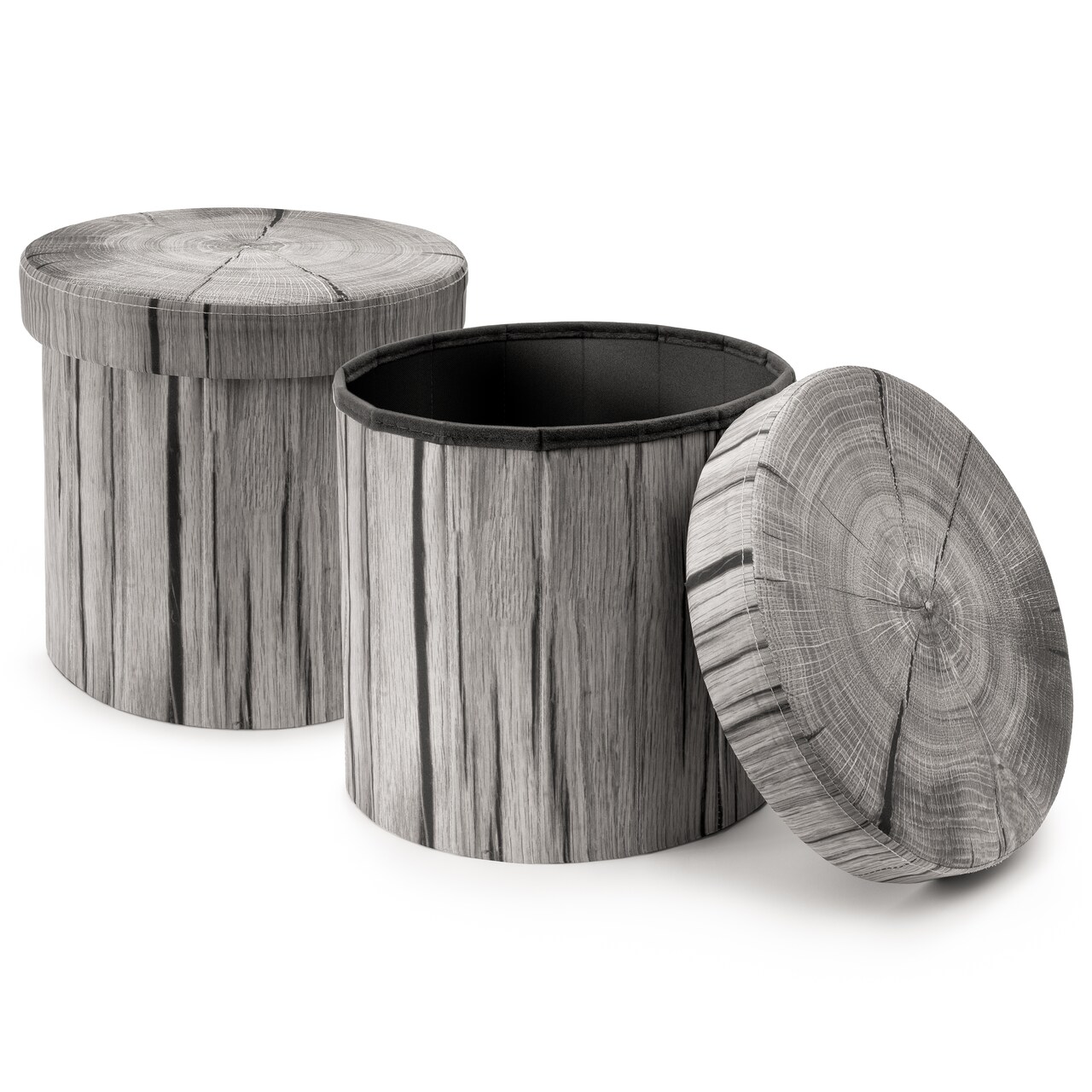 Sorbus Tree Stump Stool, 15-Inch Storage Ottoman, Fake Tree Stumps Footstool